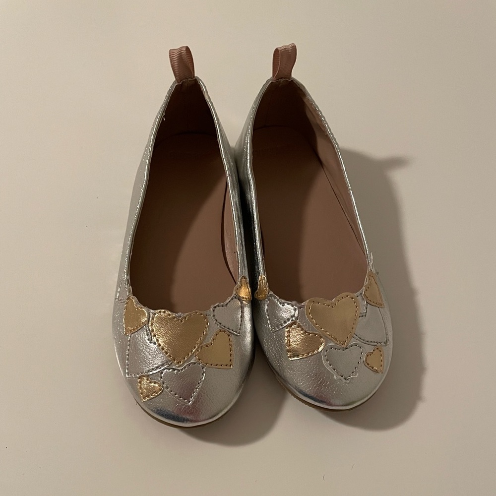 Gymboree Silver and Gold Heart Flats